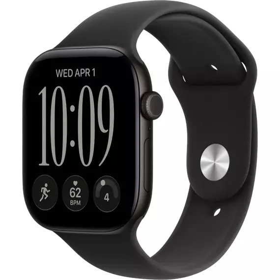 Apple Watch Series 12 GPS, 46mm Black Aluminium Case with Black Sport Band - M/L MJEL4