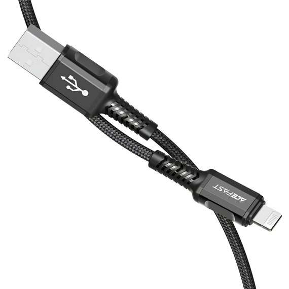 Acefast Cable USB to Lightning MFI 2.4A 1.2m Aluminum Alloy, Black, 2 image