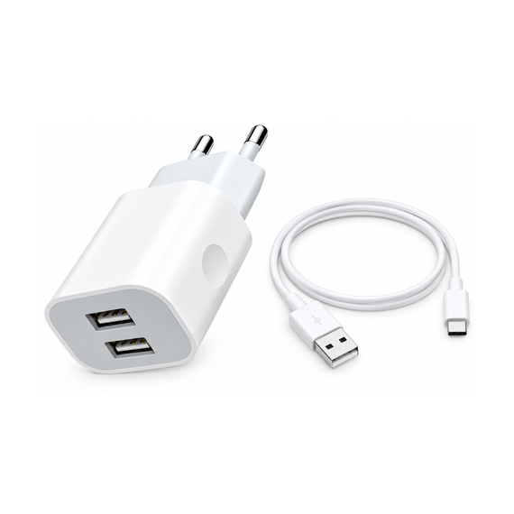 Jokade Wall Charger with Cable USB to Type-C Dual Port 5A Yiyue, White