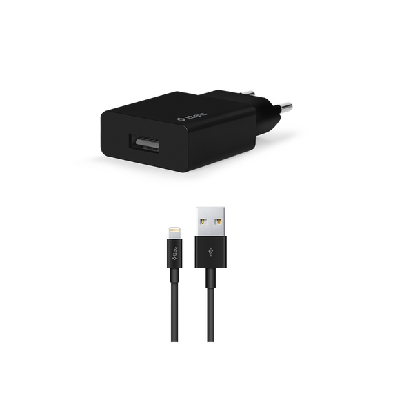 ttec Wall Charger with Cable USB to Lightning 2.4A (1.2m) Smart Travel, Black