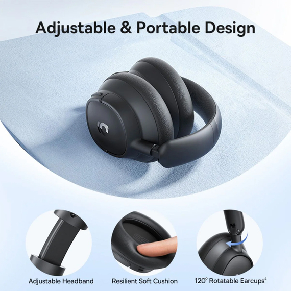 Baseus Wireless Headphones, Noise Cancelling, Bass BH1, Cosmic Black, 2 image