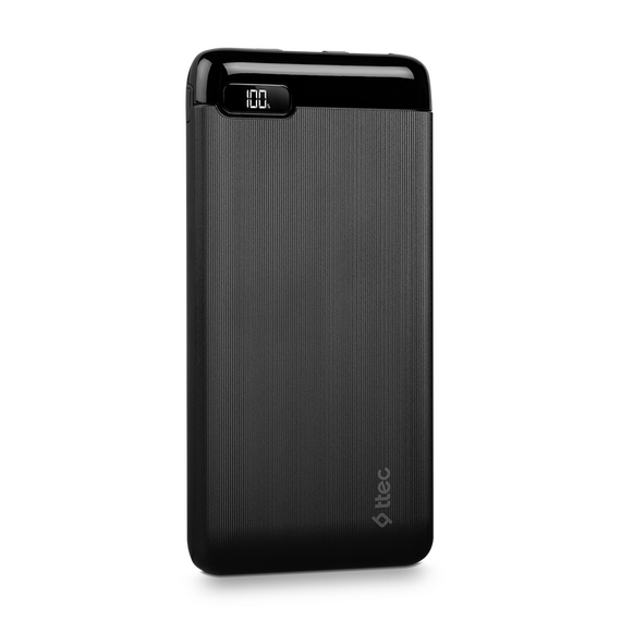 ttec Powerbank 20.000 mAh 20W PowerSlim LCD PD USB-C Input/Output, Black
