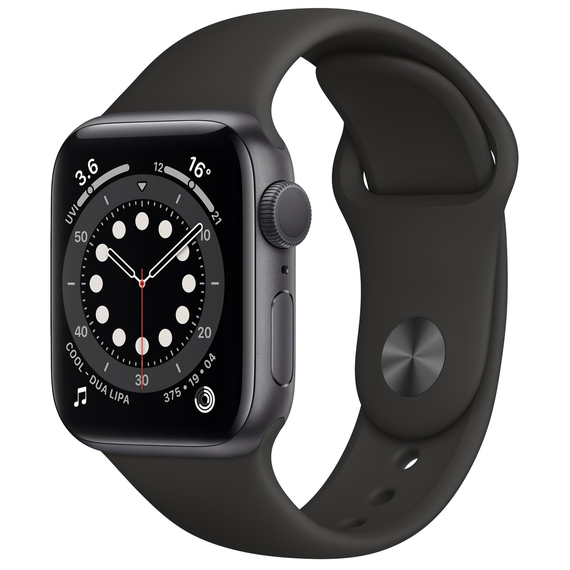Apple Watch Series 6 40mm/Space Grey Aluminium Case With Black Sport Band, MG133 GPS