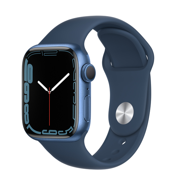 Apple Watch Series 7 41mm Blue Aluminium Case with Abyss Blue Sport Band, MKN13