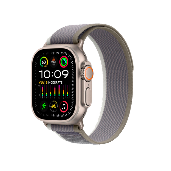 Apple Watch Ultra 2 LTE 49mm Titanium Case with Green/Gray Trail Loop S/M MRF33 MRF33