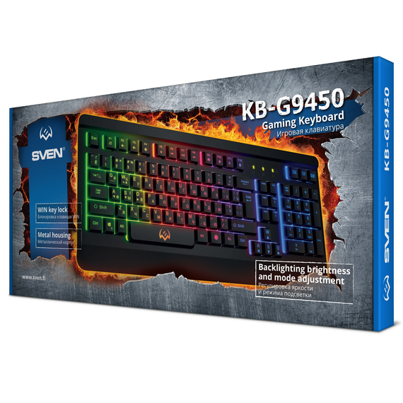 Tastatură Gaming SVEN KB-G9450 RGB, USB, Black, 5 image