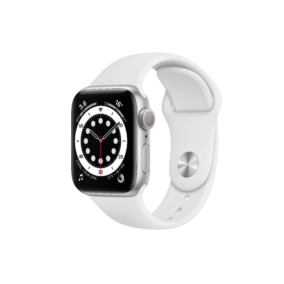 Apple Watch Series 6 40mm/Silver Aluminium Case With White Sport Band, MG283 GPS