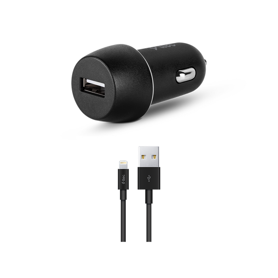 ttec Car Charger USB-A 2.1A with Lightning Cable, Black