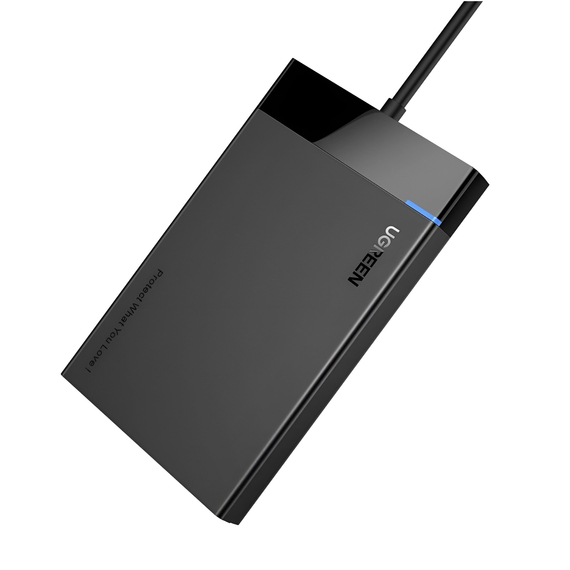 UGREEN Hard Drive Enclosure HDD/SSD 2.5" SATA 3.0, USB-A 3.0, Built-in Cable | US221, Black