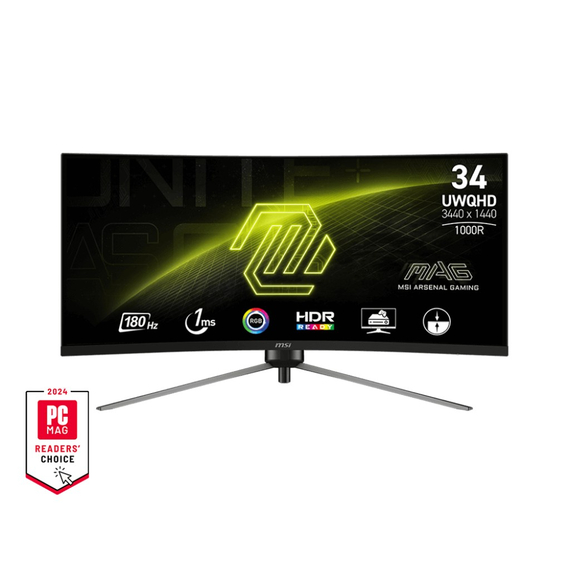 34.0” Gaming Monitor MSI MAG 345CQR/ Curved/ UWQHD/ 1ms/ 21:9/ 180Hz/ Black