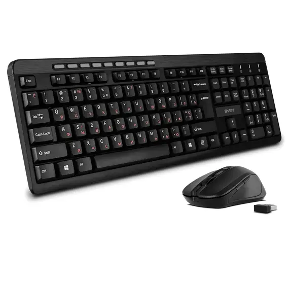 Tastatură + Mouse Wireless SVEN KB-C3400W, Black, 11 image