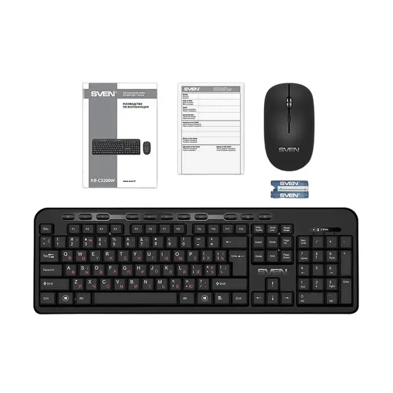 Tastatură + Mouse Wireless SVEN KB-C3200W, Black, 2 image