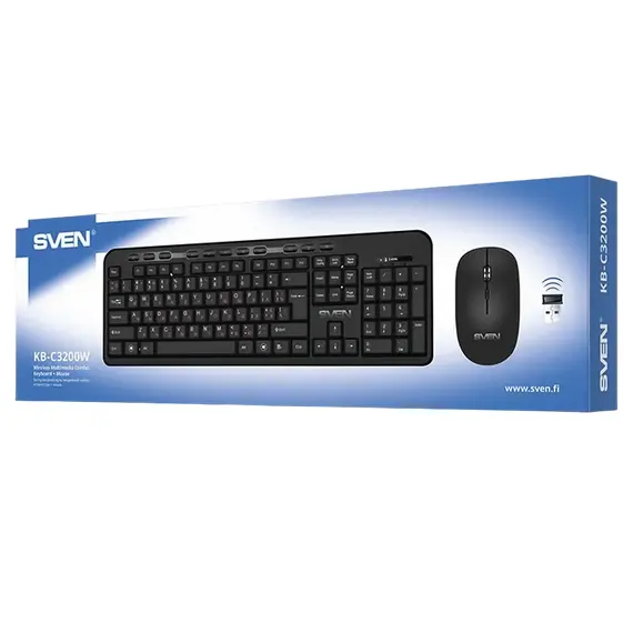 Tastatură + Mouse Wireless SVEN KB-C3200W, Black, 14 image