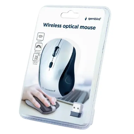 Wireless Mouse Gembird MUSW-4B-02-BS, Black/Silver, 3 image