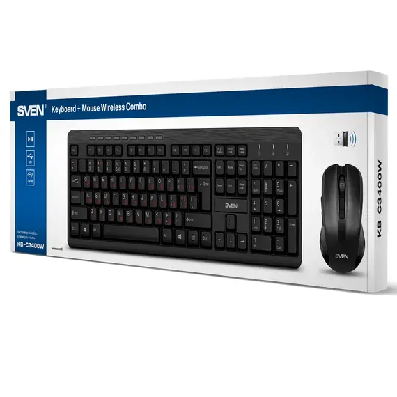 Tastatură + Mouse Wireless SVEN KB-C3400W, Black, 16 image