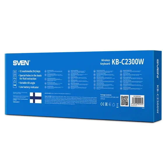 Tastatură Wireless SVEN KB-C2300W, Black, 3 image