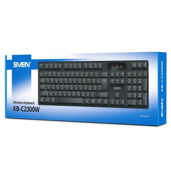 Tastatură Wireless SVEN KB-C2300W, Black, 2 image