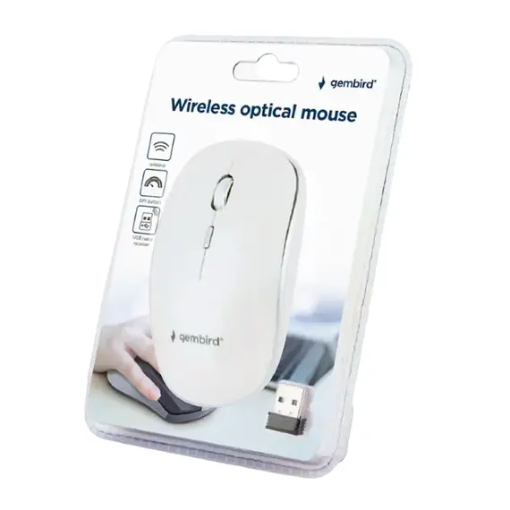 Wireless Mouse Gembird MUSW-4B-01-W, White, 4 image