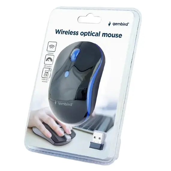 Wireless Mouse Gembird MUSW-4B-03-B, Black/Blue, 3 image