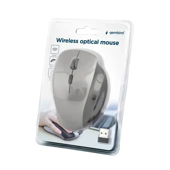 Wireless Mouse Gembird MUSW-6B-02, Grey/Black, 3 image