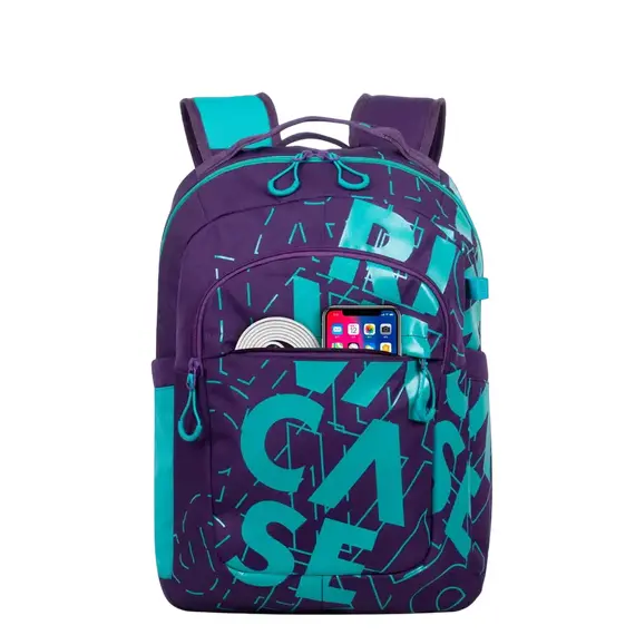 Rucsac zilnic RivaCase Heide, 15.6", Poliester, Violet/Aquamarin, 3 image