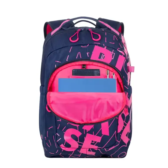 Rucsac zilnic RivaCase Heide, 15.6", Poliester, Blue/Pink, 10 image