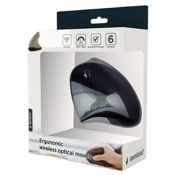 Wireless Mouse Gembird MUSW-ERGO, Black, 2 image