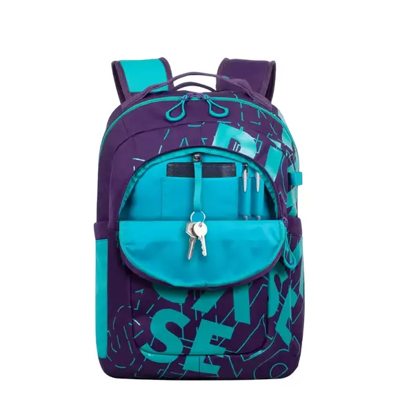 Rucsac zilnic RivaCase Heide, 15.6", Poliester, Violet/Aquamarin, 13 image
