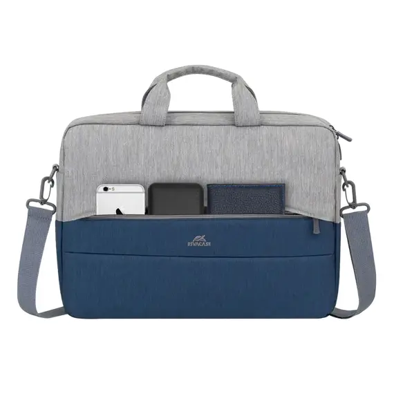 Geantă pentru Laptop Rivacase Prater, 15.6", Poliester, Grey/Blue închis, 10 image