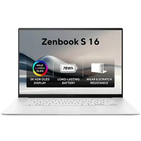 Laptop 16" ASUS Zenbook S 16 OLED UM5606WA, Scandinavian White / AMD Ryzen AI 9 HX 370 / 32GB / 1024GB / Windows 11 Home