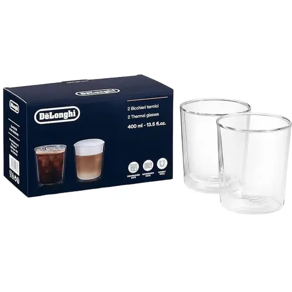 Set de pahare DeLonghi DLSC318, 400 ml, 2 buc, Transparent, 3 image