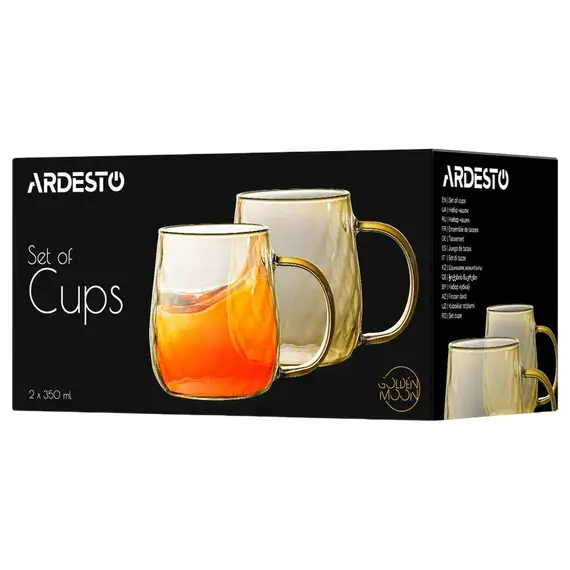 Set de pahare Ardesto 350 ml 2 bucs, Aur, 3 image