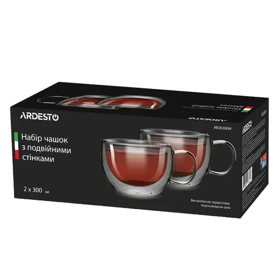 Set de pahare Ardesto 300 ml 2 bucs, Transparent, 3 image