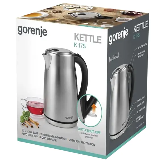 Fierbător electric Gorenje K17S, Silver, 2 image