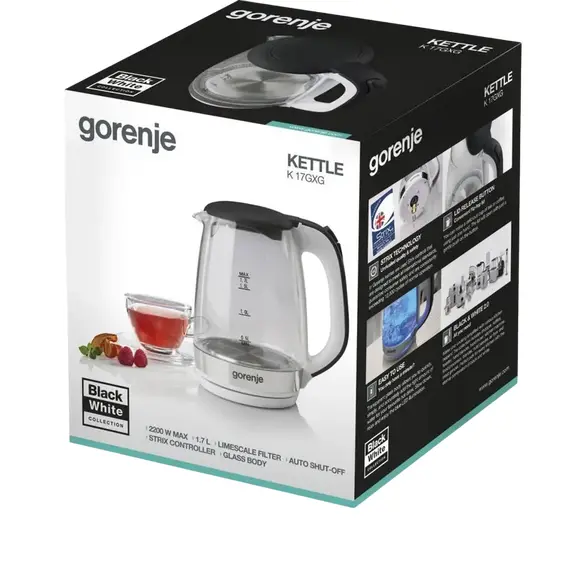 Fierbător electric Gorenje K17GXG, Silver/Black, 5 image