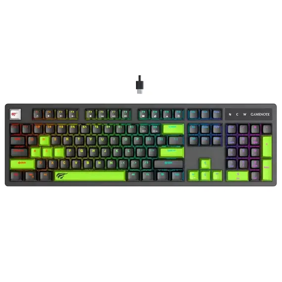 Tastatură Gaming Havit KB893L, Cu fir, Black/Verde