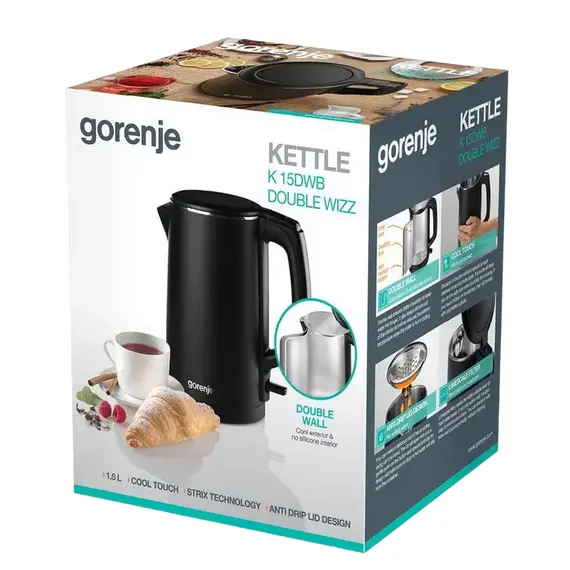 Fierbător electric Gorenje K15DWB, Black, 3 image