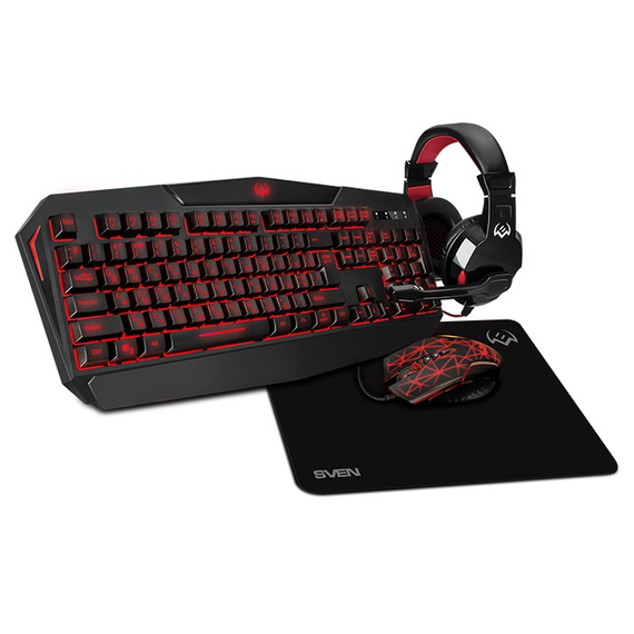 Tastatură Gaming+Mouse+MousePad+Headset SVEN GS-4300 RGB Gaming Set, USB, Black, 2 image