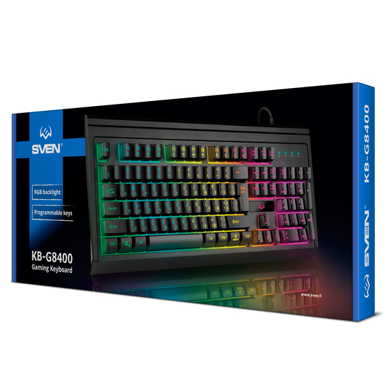 Tastatură Gaming programabila SVEN KB-G8400, USB, RGB backlight, Black, 5 image