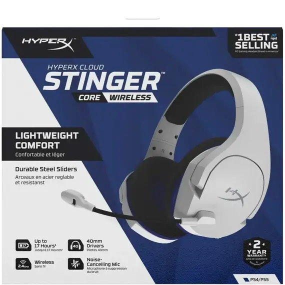 Căști gaming HyperX Cloud Stinger Core PS4, Fără fir, White, 6 image