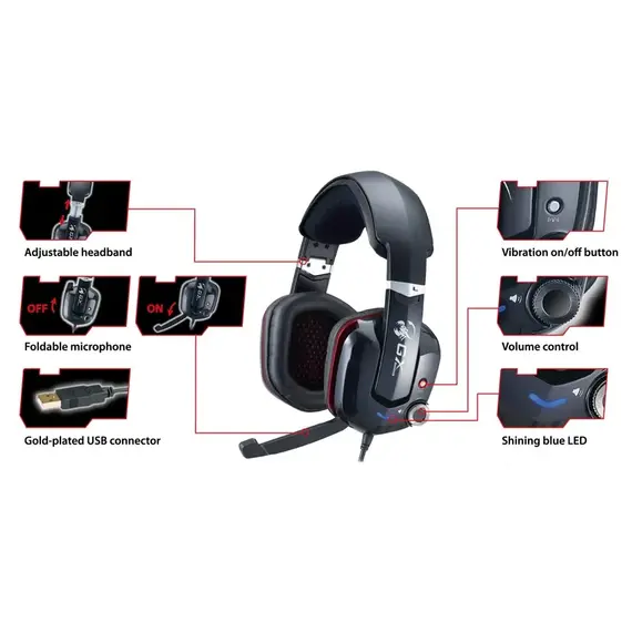 Gaming Headset Genius HS-G700V, 40m drivers, 20-20000Hz, 32 Ohm, 95 dB, USB, 405g., Black, 4 image