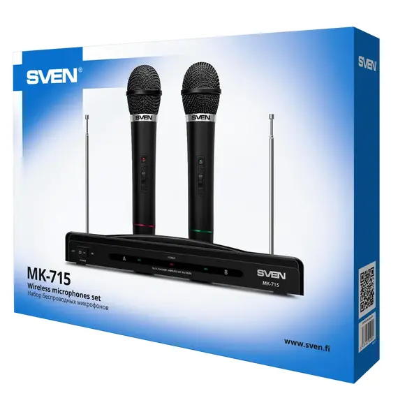 Karaoke Microphone  SVEN "MK-715", Wireless 80.0Hz - 12.0 MHz, Microphone - 2 pcs- https://www.sven.fi/ru/catalog/microphones/mk-715.htm, 8 image