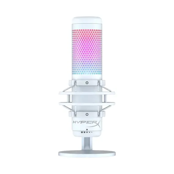 Microphones HyperX QuadCast S, 3x14mm condenser capsules, 4x Polar Patterns, 90db, -36 db, 48 kHz, Shock Mount, RGB, USB-C/3.5mm, White,                                                                                                                      , 5 image
