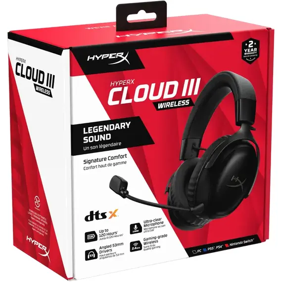Căști HyperX Cloud III Wireless, Fără fir, Black, 4 image