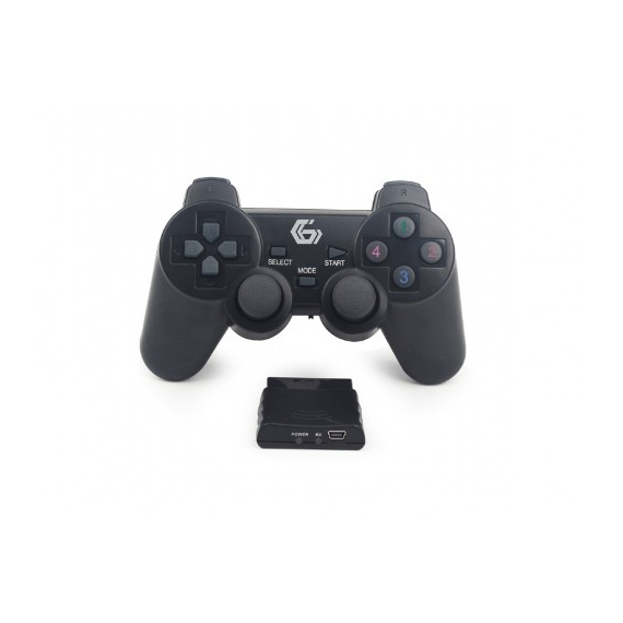 Gembird JPD-WDV-01  2.4 GHz Wireless dual vibration gamepad, 12 action buttons, 2 sticks and 4-way D-pad,, Black