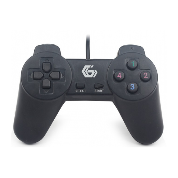 Gembird JPD-UB-01 Universal programmable gamepad, 4-way D-pad and 10 buttons, USB 2.0, 1.45m, Black