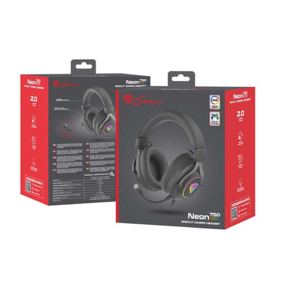 Căști gaming Genesis Neon 750 with Microphone, RGB, Black, 6 image