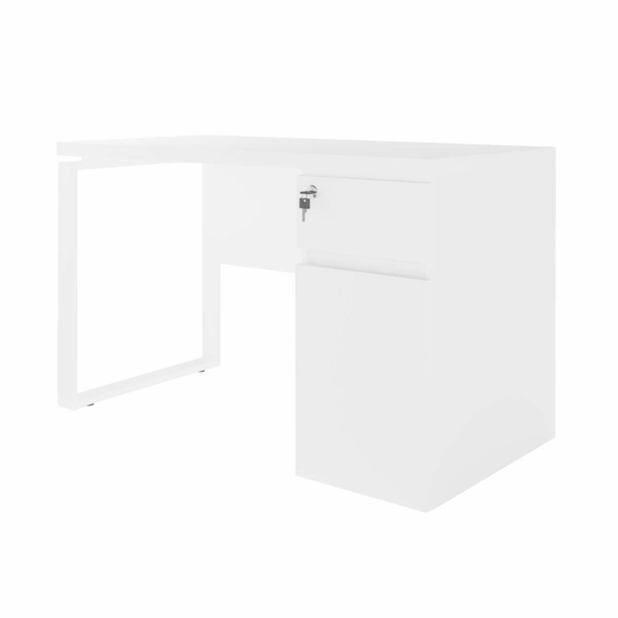 Masă de birou Deco+BOX încorporat Dreapta 1200×600 White/White