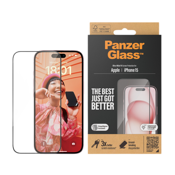 Sticlă de protecție PanzerGlass iPhone 15 UWF wA, Transparent, 2 image