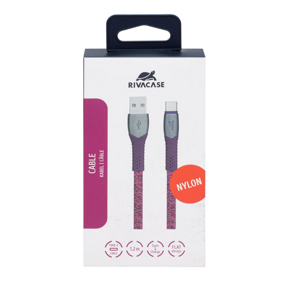 Cablu încărcare și sincronizare Rivacase PS6102 RD12, USB Type-A/USB Type-C, 1,2m, Roșu, 5 image